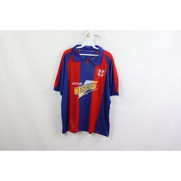 Vintage 80s Mens Cerro Porteno Paraguay #10 Striped Soccer Jersey Nescau Nestle
